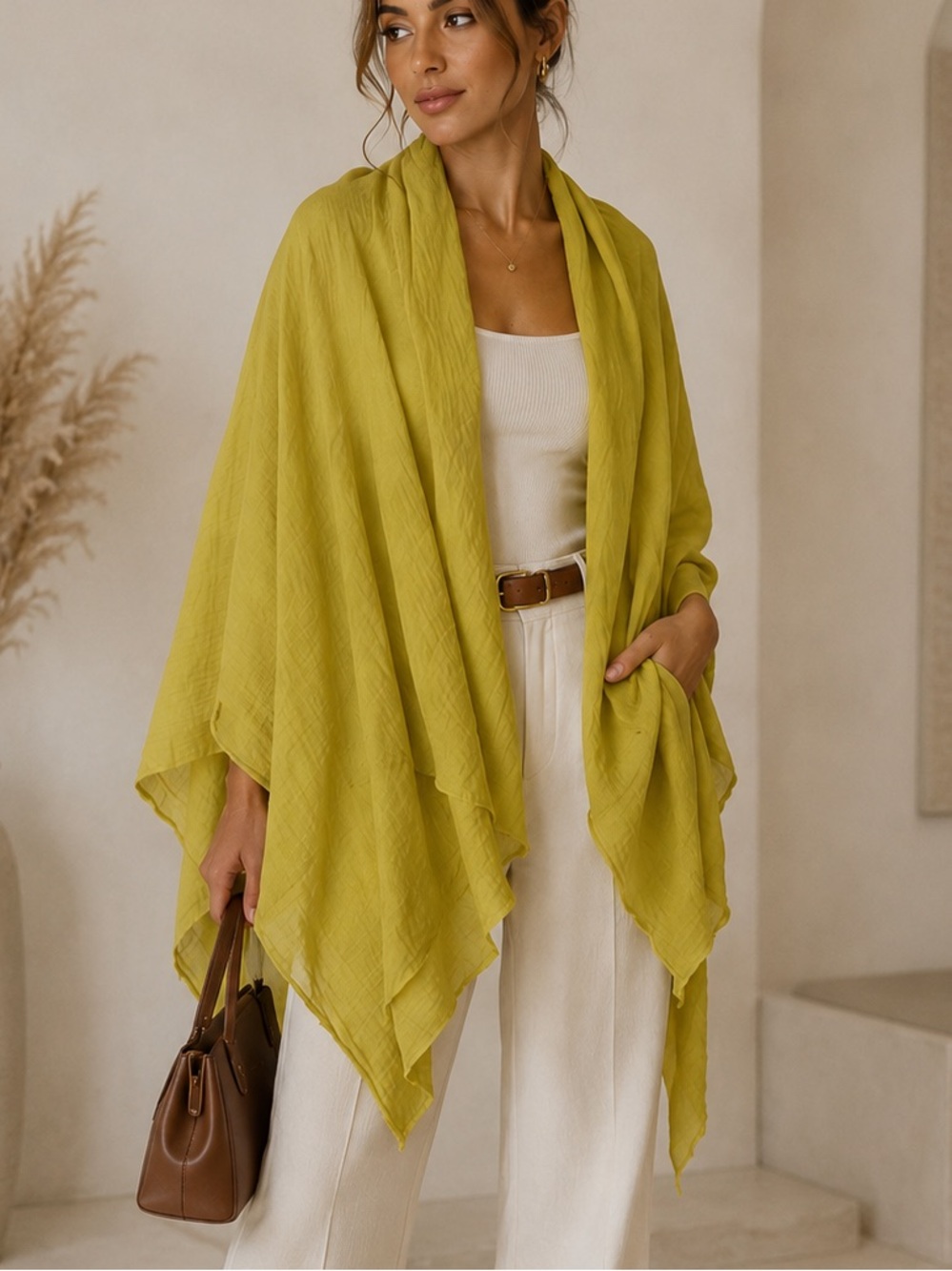Cotton Lightweight Olive Green Wrap Scarf - Versatile Women’s Shawl